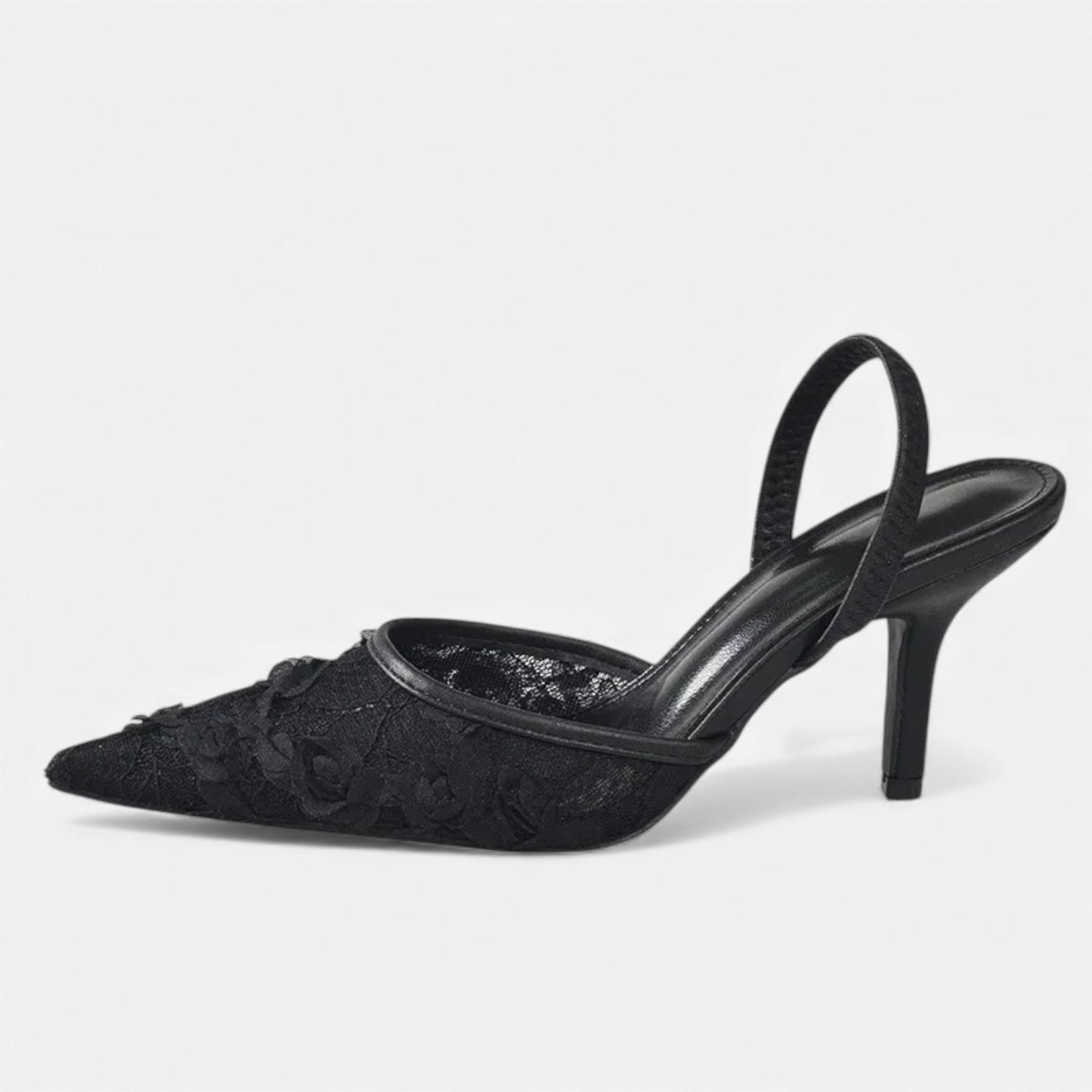 Décolleté Donna Mesh Ricamate Punta A Punta Slip-On Tacco Stiletto