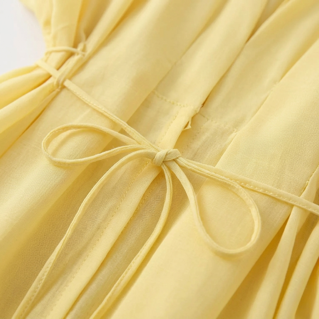 Abito Lungo Donna Drappeggiato Scollo a V Maniche Corte