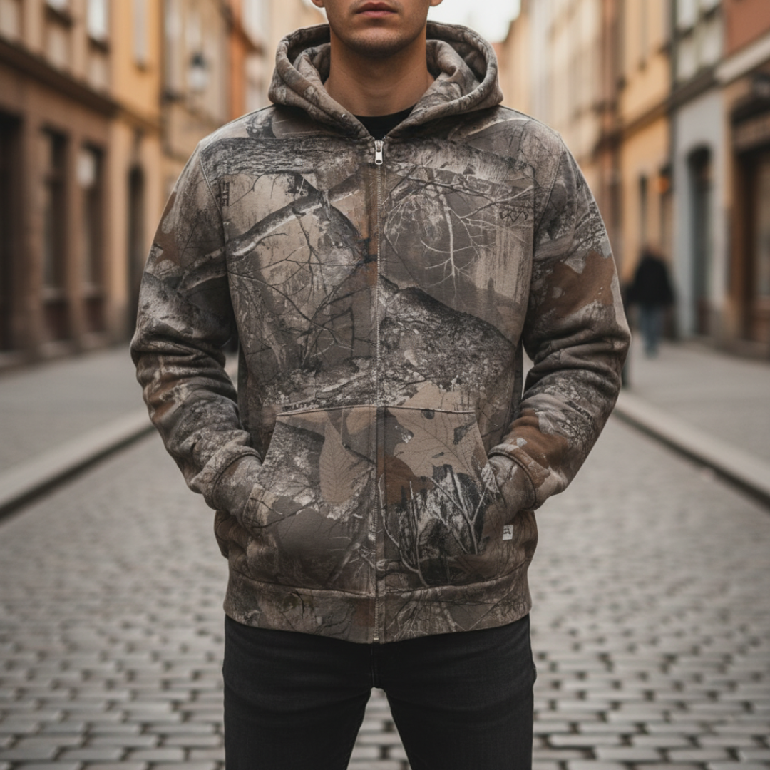 Felpa Unisex con Cappuccio in Camouflage