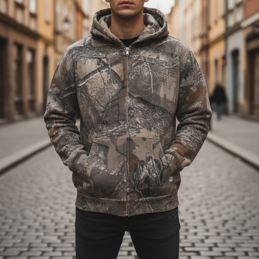 Felpa Unisex con Cappuccio in Camouflage