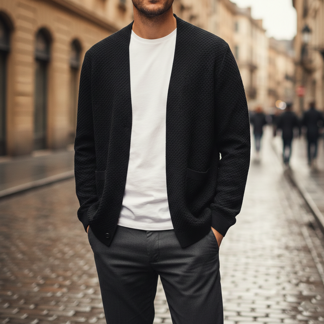 Cardigan Uomo Scollo a V Multicolore Regular Fit
