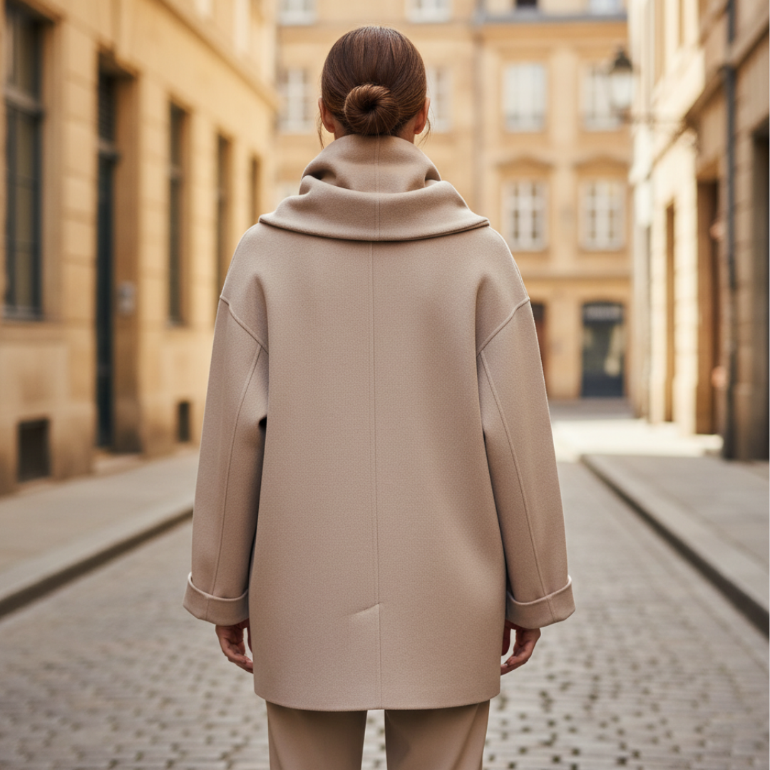 Cappotto Corto Donna in Materiale di Alta Qualità con Cappuccio e Mantella Oversize