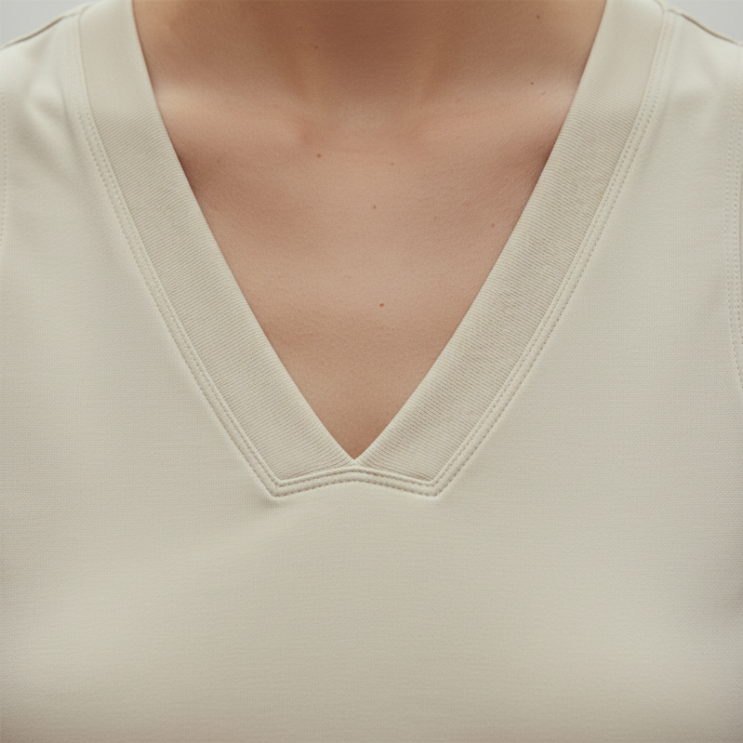Top Donna Senza Maniche Scollo a V Vestibilità Aderente