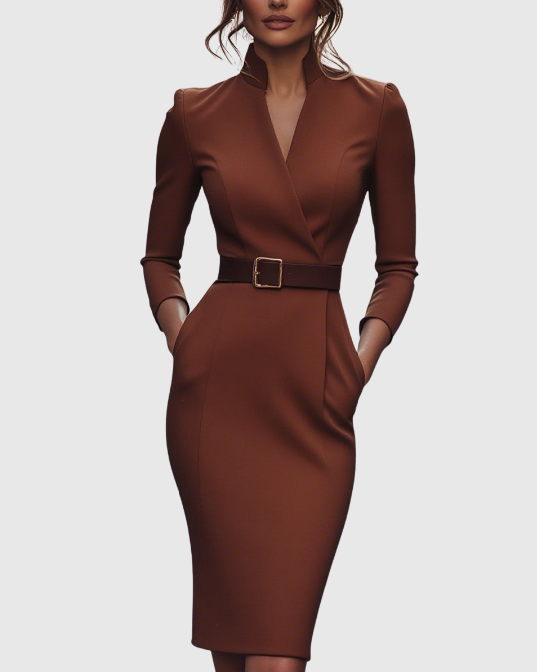 Abito Donna Raso Midi Smanicato Slim Fit – Elegante