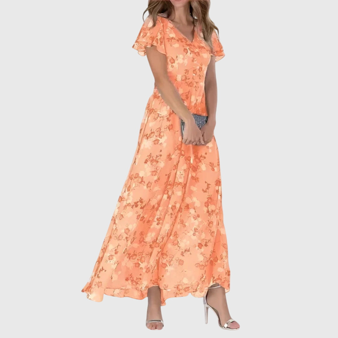 Abito Donna Velluto Smanicato Slim Fit Floreale