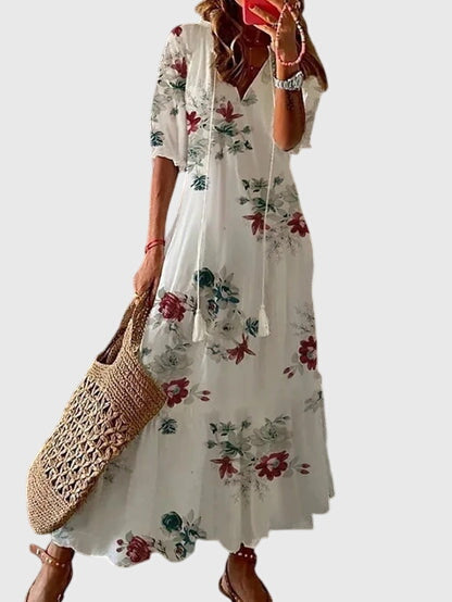 Abito Donna Viscosa Floreale Smanicato