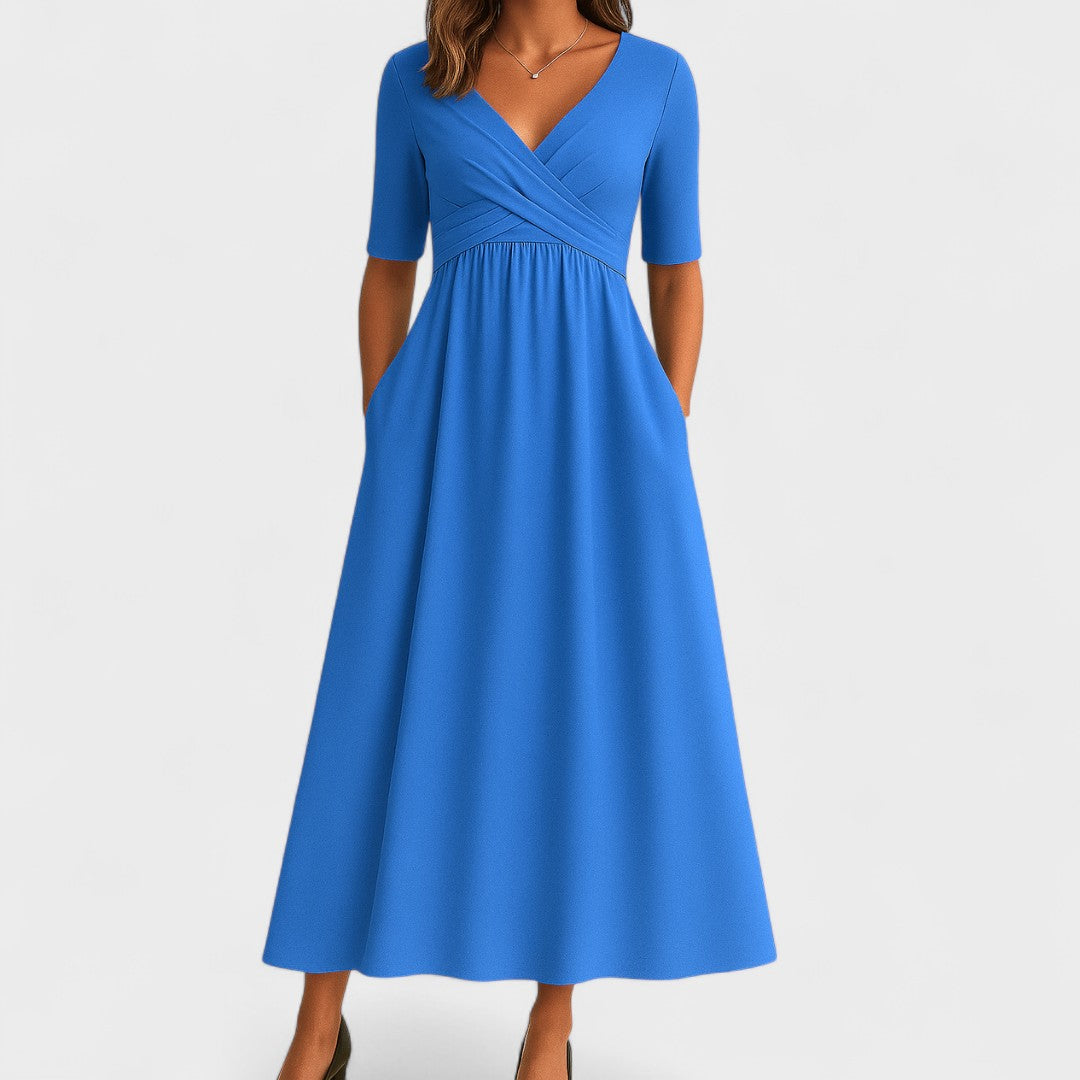 Abito Donna Raso Smanicato Scollo a V – Cerimonia