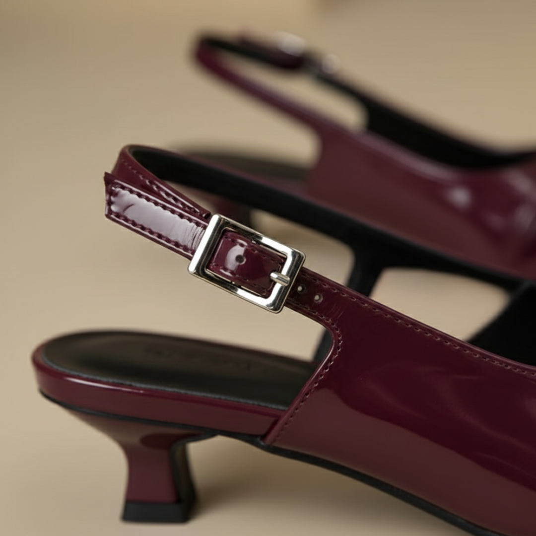 Décolleté Slingback a Punta con Tacco a Rocchetto e Fibbia Donna