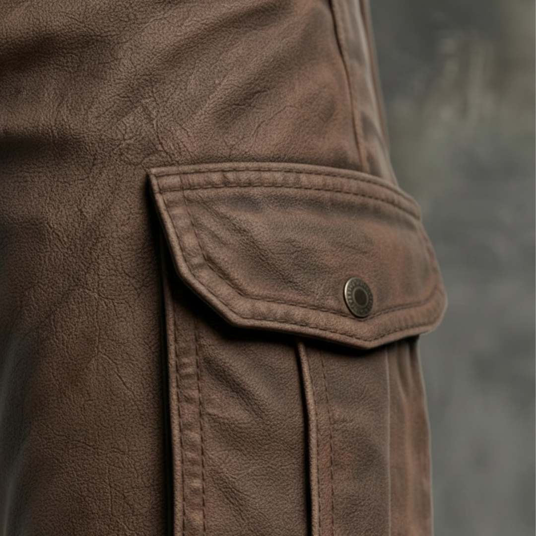 Pantaloni Utility Uomo Isolati Gamba Dritta Foderati in Pile Marrone