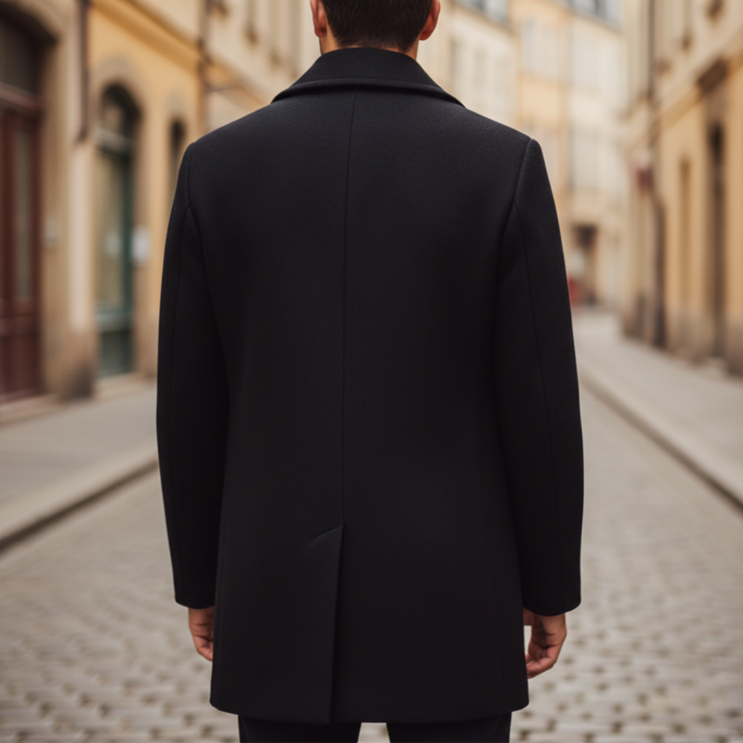 Cappotto Uomo Invernale Nero Tessuto Misto