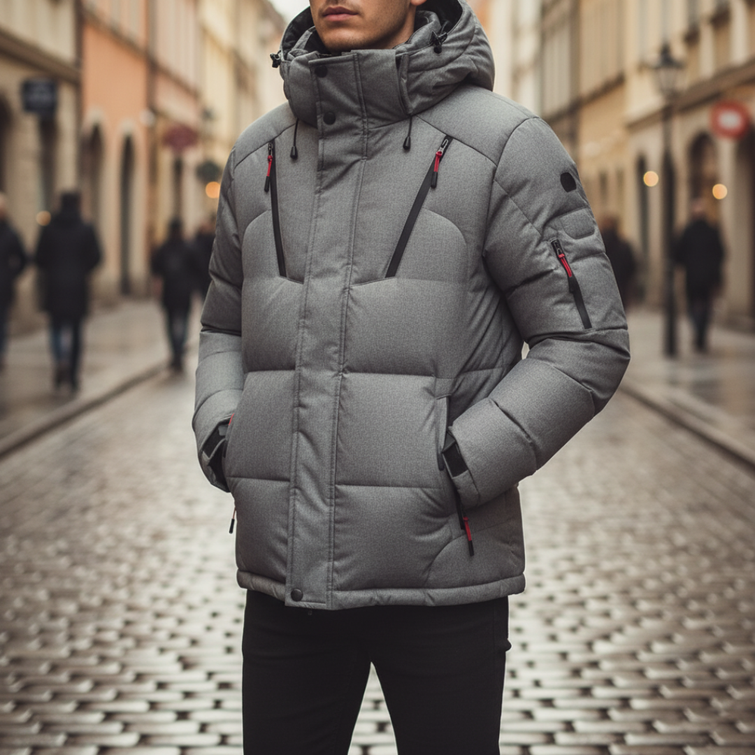 Piumino Uomo Invernale con Cappuccio e Zip