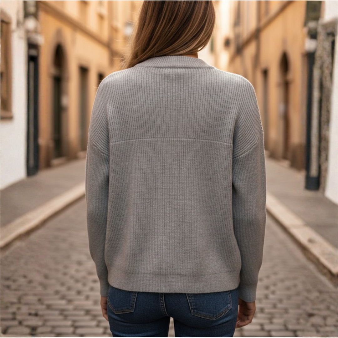 Cardigan Donna in Maglia con Zip e Tasche Frontali