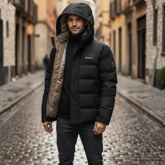Giacca Piumino Uomo Invernale Impermeabile con Cappuccio