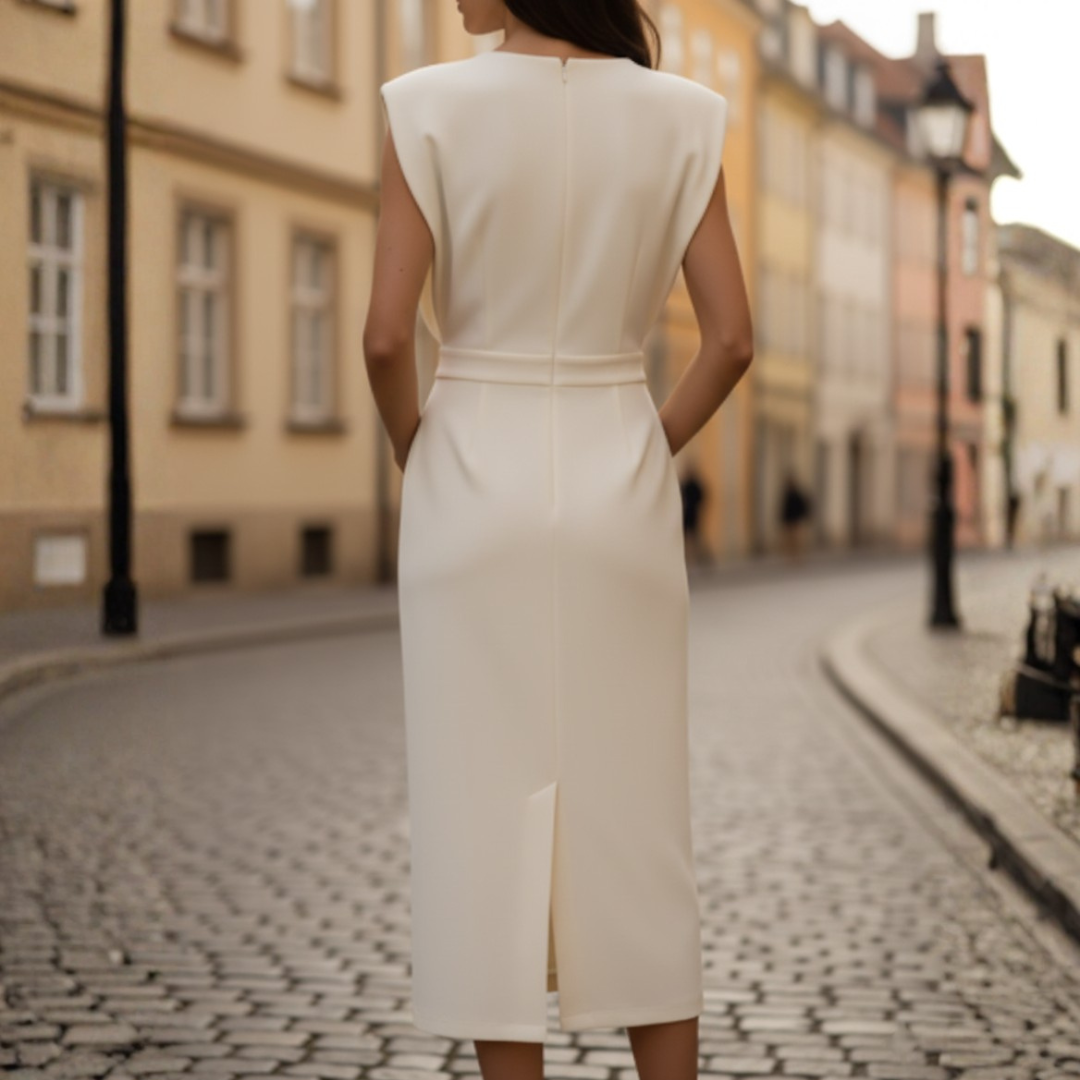Abito Midi Donna in Materiale di Alta Qualità con Spalline e Bottoni