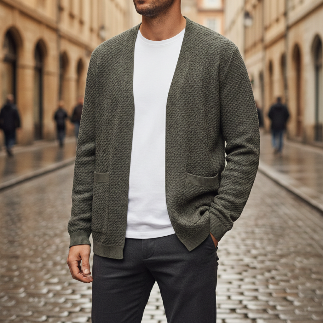 Cardigan Uomo Scollo a V Multicolore Regular Fit