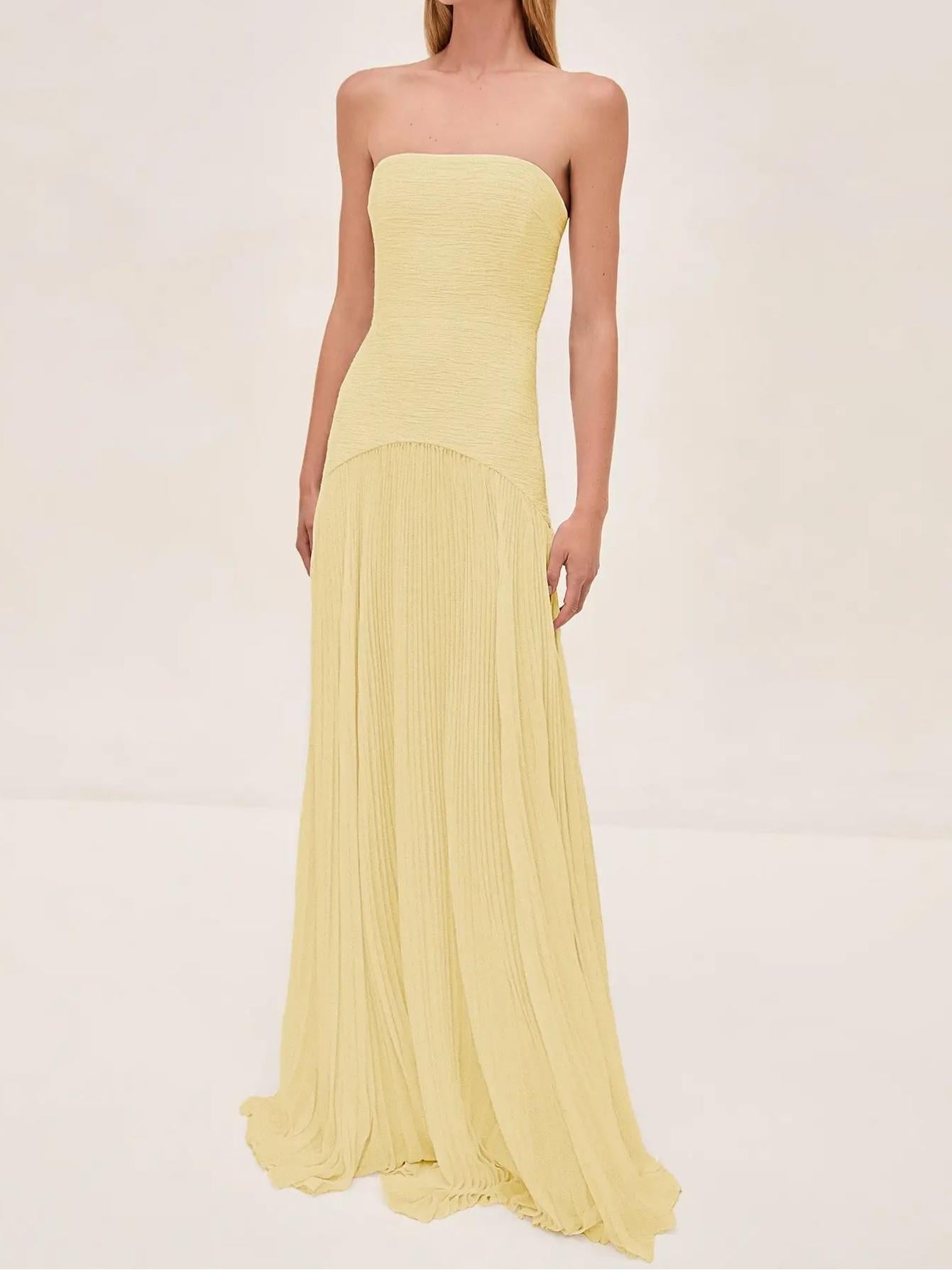 Abito Donna Maxi Smanicato Plissettato – Elegante