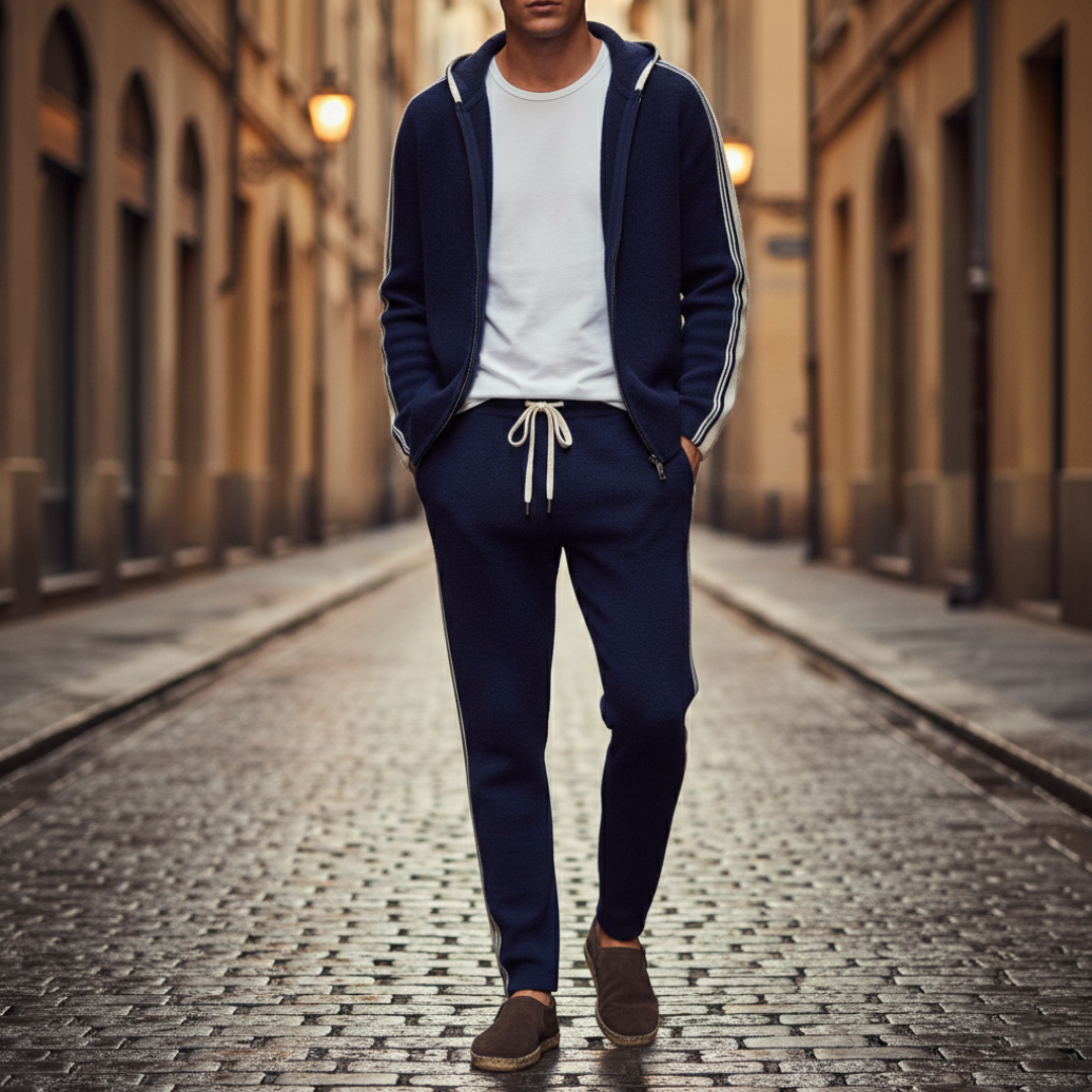 Tuta Sportiva Uomo con Felpa con Cappuccio e Pantaloni