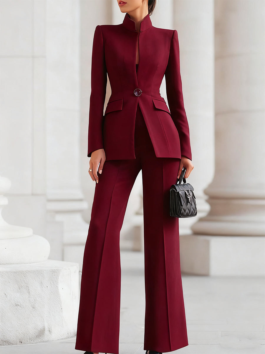 Blazer e Pantaloni Donna Elegante Slim Fit con Bottoni
