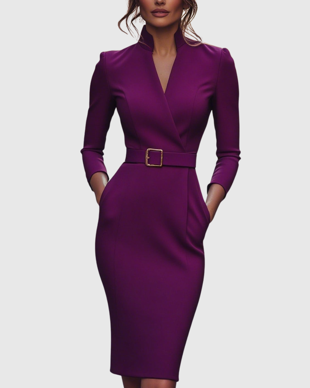 Abito Donna Raso Midi Smanicato Slim Fit – Elegante