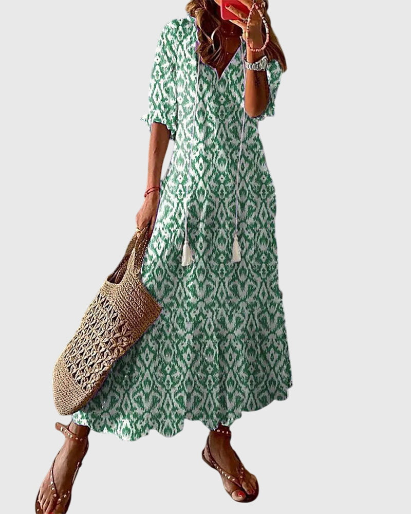 Abito Donna Viscosa Floreale Smanicato