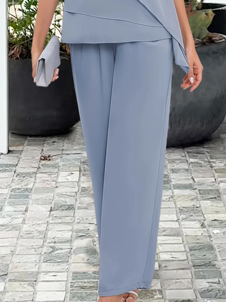 Set 2 Pezzi Donna Elegante e Formale Velluto Smanicato con Bottoni