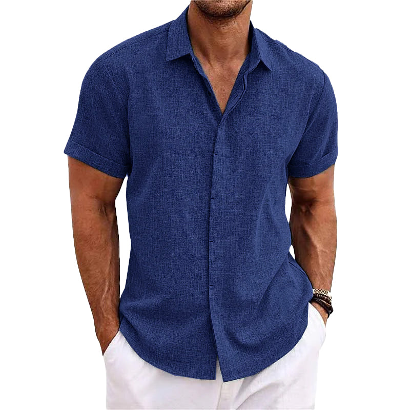 Camicia Uomo Lino Manica Corto con Bottoni – Estiva