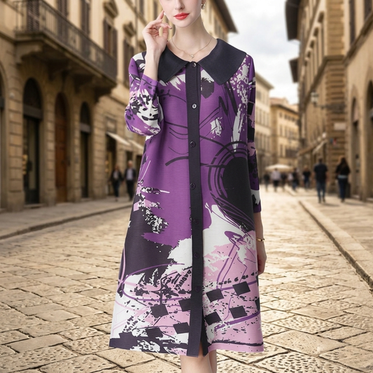 Abito Lungo Donna Drappeggiato Maniche Lunghe Pliche