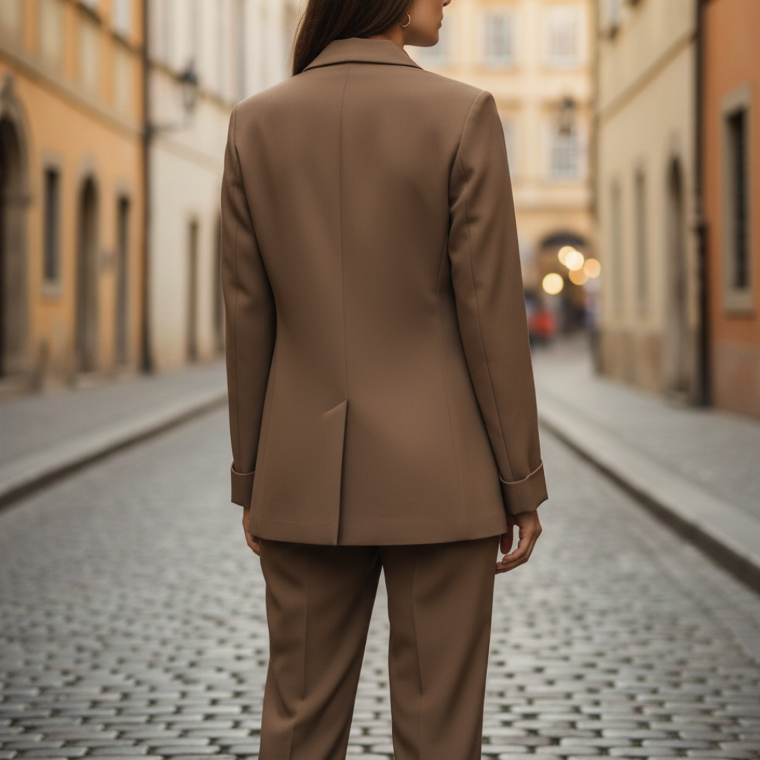 Completo Donna con Blazer Monopetto e Pantaloni a Gamba Larga