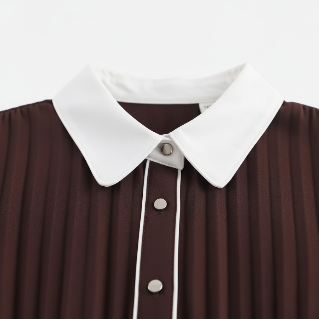 Vestito Donna Lungo Plissettato Marrone