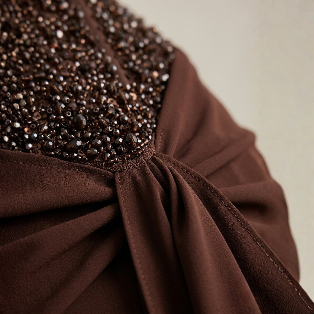Abito Lungo Donna Drappeggiato Senza Spalline