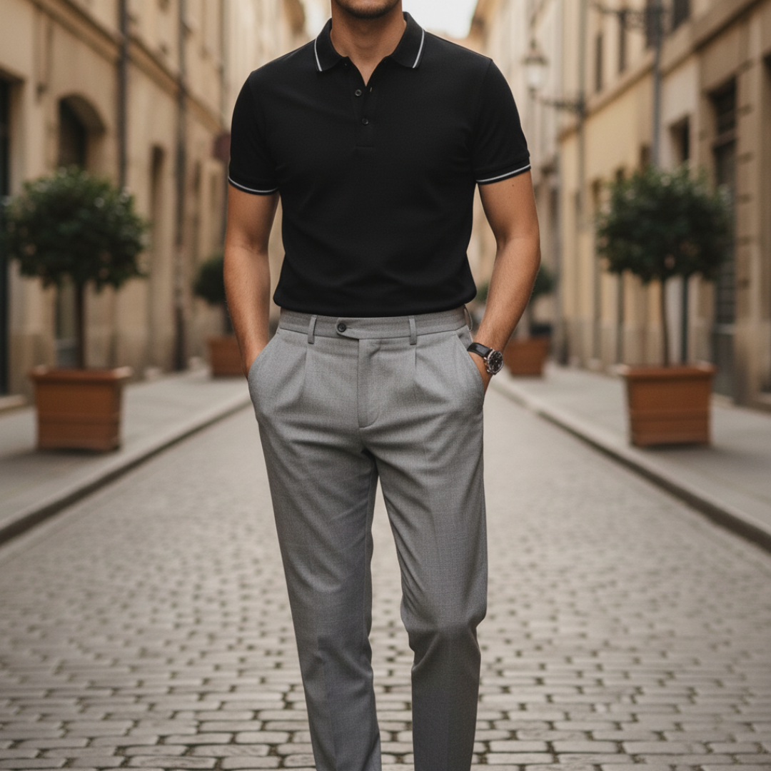 Polo Uomo Manica Corta in Materiale di Qualità