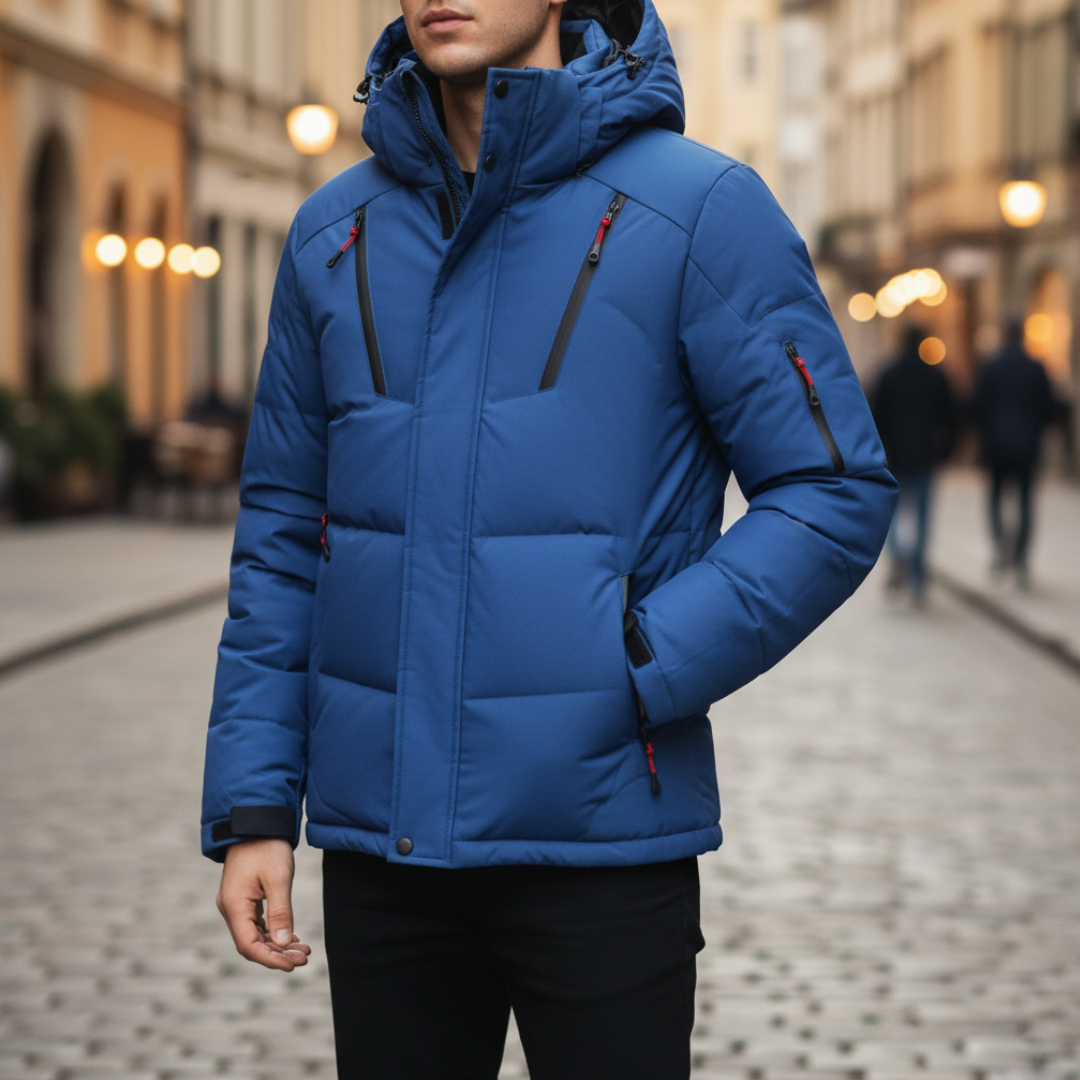 Piumino Uomo Invernale con Cappuccio e Zip