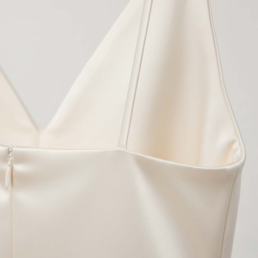 Mini Abito Donna Scollo a V Senza Maniche Tessuto Ecologico Bianco