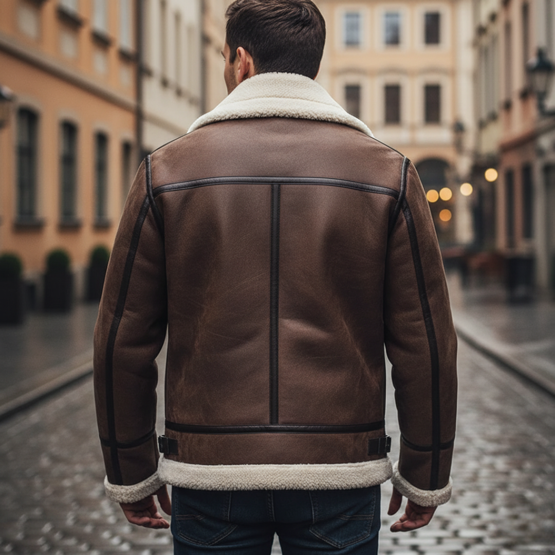 Giacca Aviatore Uomo Similpelle con Interno Sherpa
