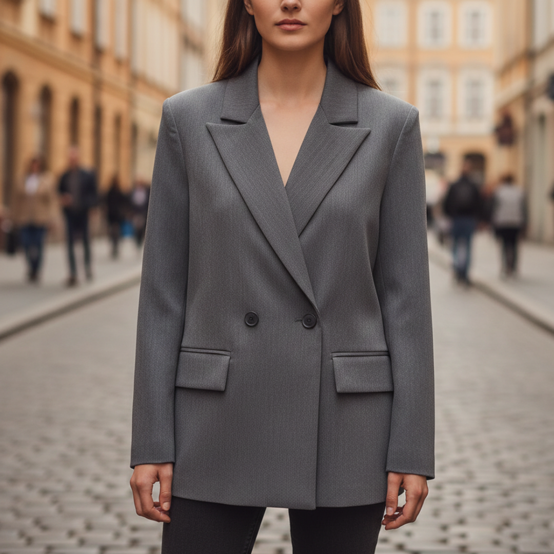 Blazer Donna Doppio Petto Revers a Lancia Maniche Lunghe