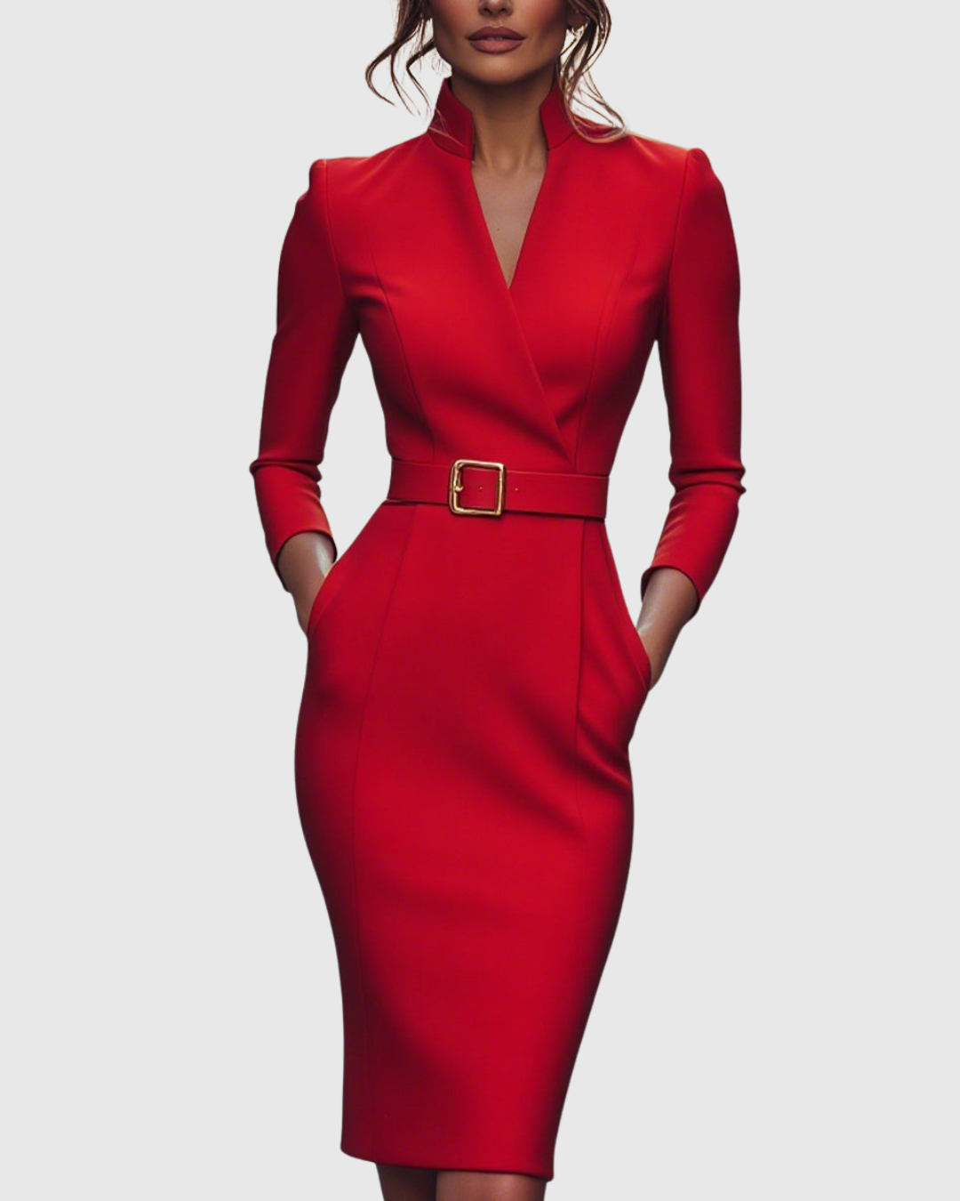 Abito Donna Raso Midi Smanicato Slim Fit – Elegante