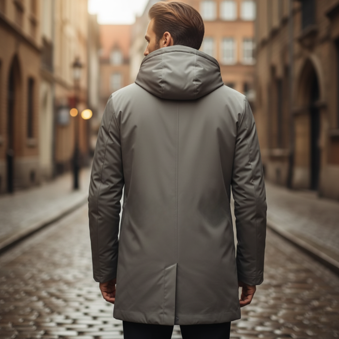 Giacca Parka Uomo Invernale Tessuto Misto con Cappuccio