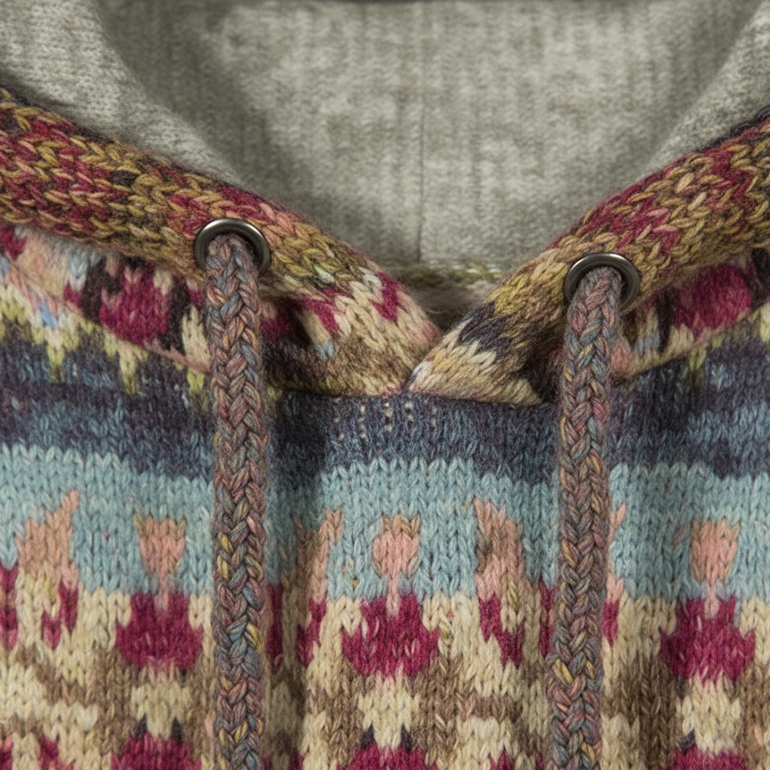 Maglione donna con cappuccio fantasia