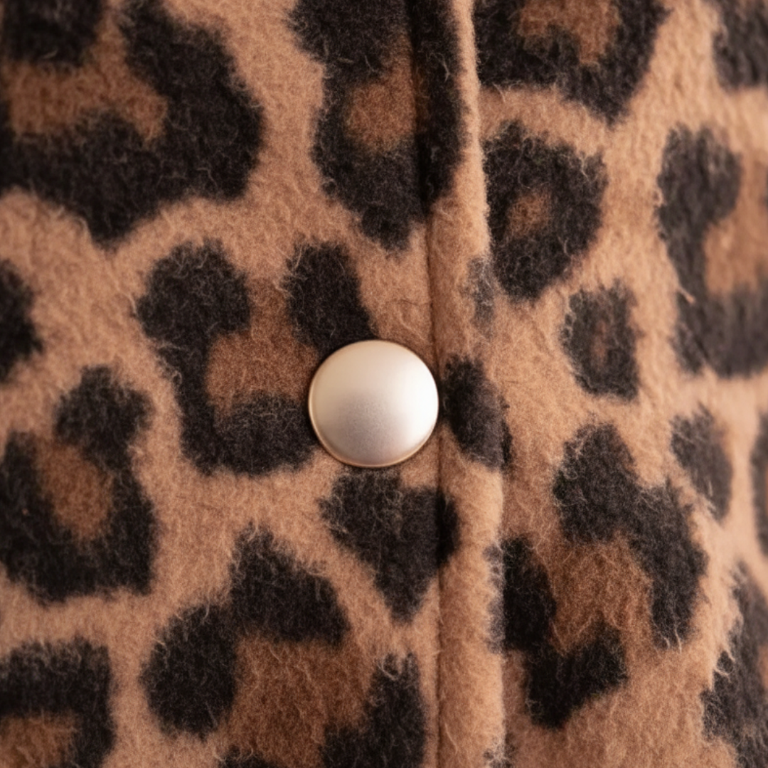 Giacca Donna Leopardata Shacket Misto Lana Oversize