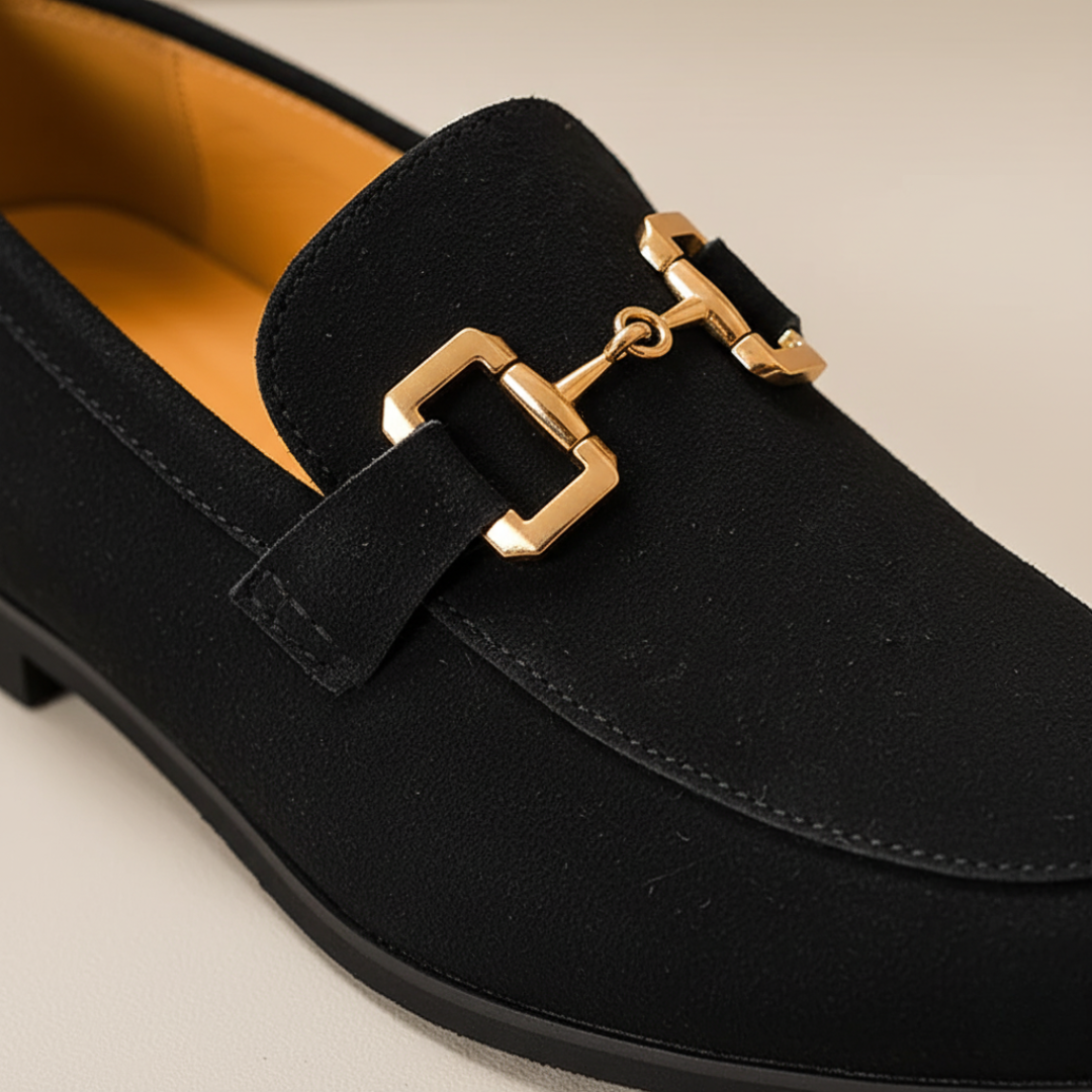 Scarpe Uomo Slip-On in Tessuto con Dettagli Dorati