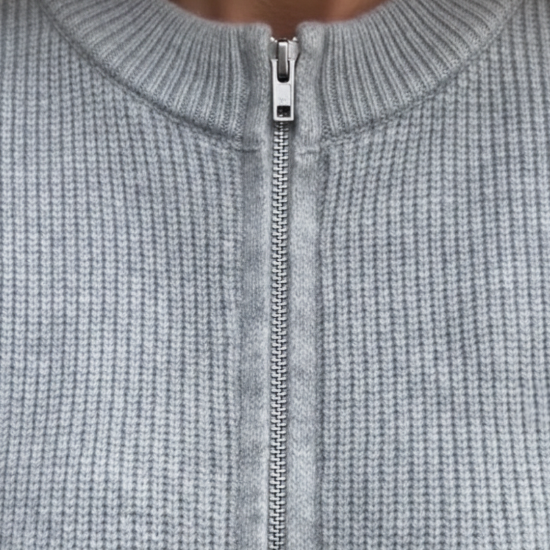 Cardigan Donna in Maglia con Zip e Tasche Frontali