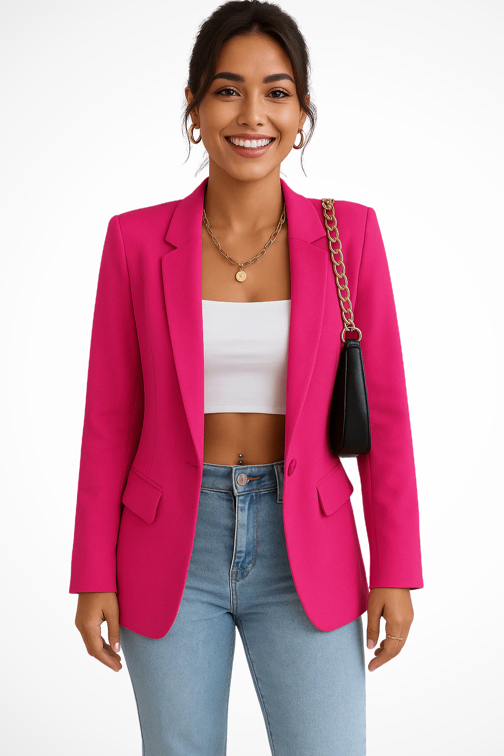 Blazer Donna Elegante Chic Slim Fit con Bottoni Manica Lunga