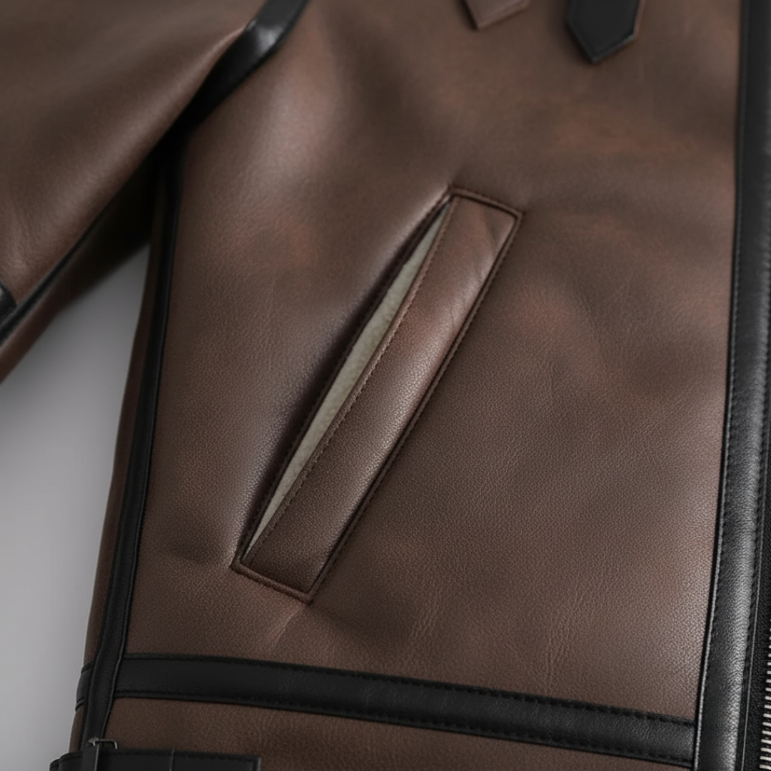 Giacca Aviatore Uomo Similpelle con Interno Sherpa