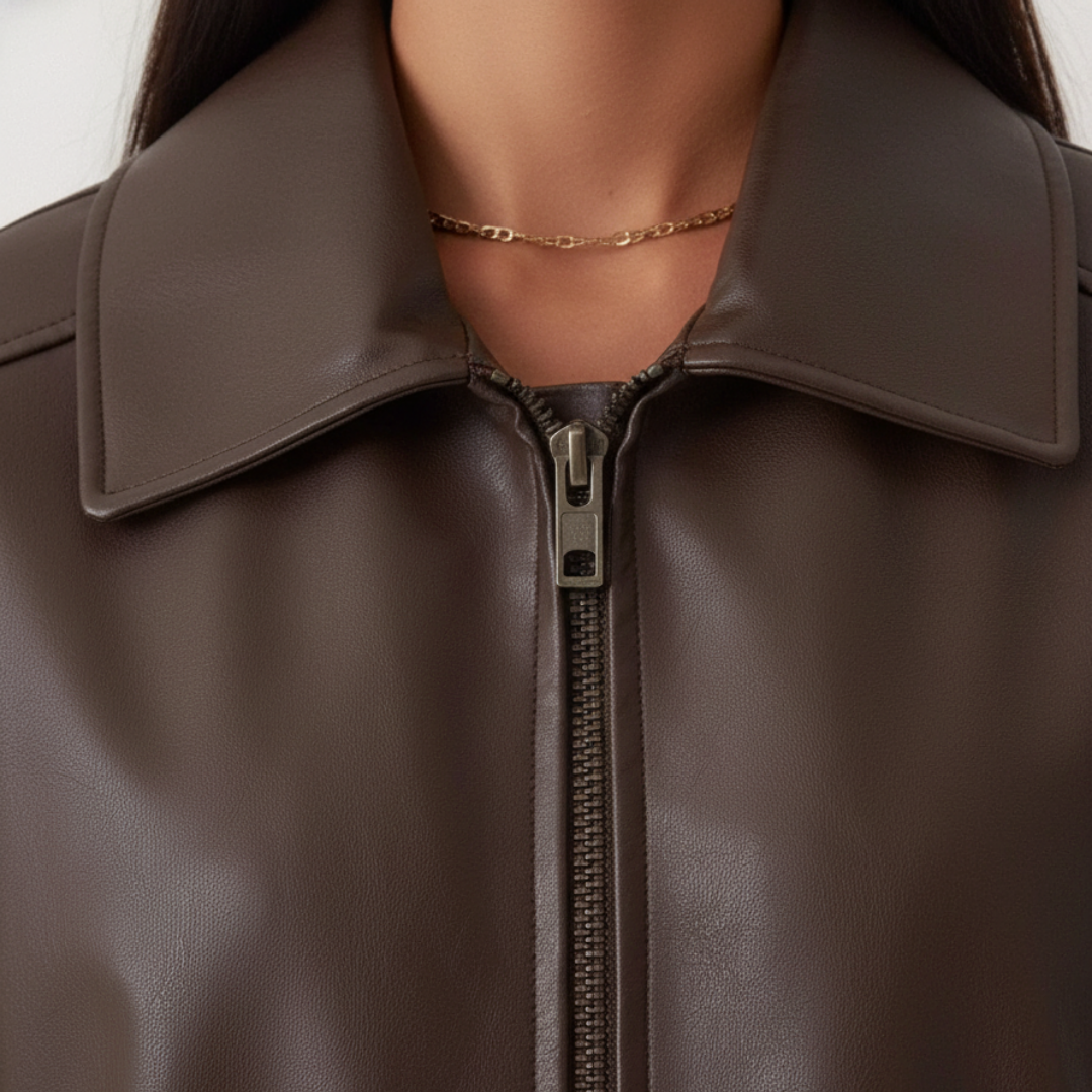Bomber Oversize Donna in Tessuto Effetto Pelle