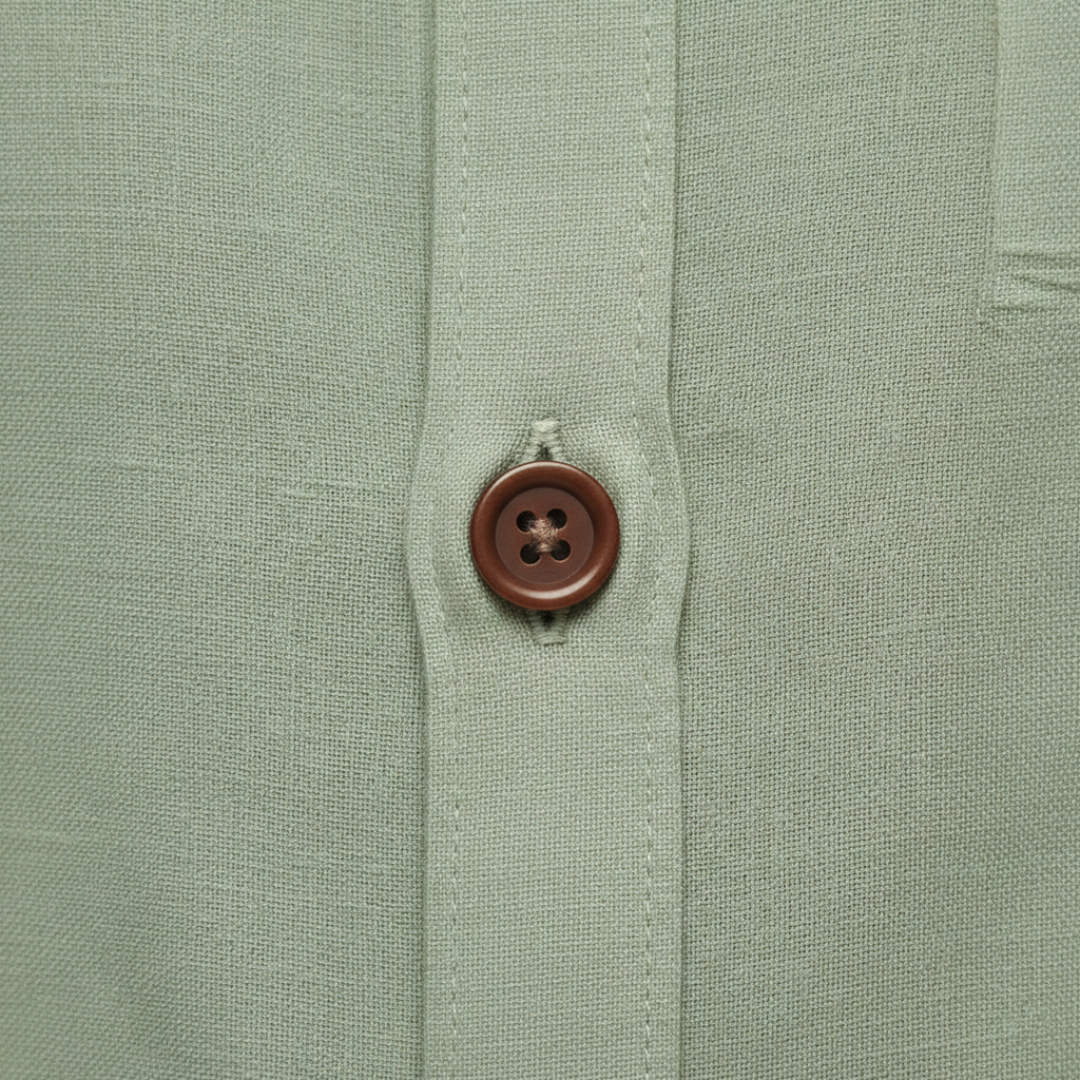 Camicia Uomo in Lino Collo Coreana Manica Corta Slim Fit