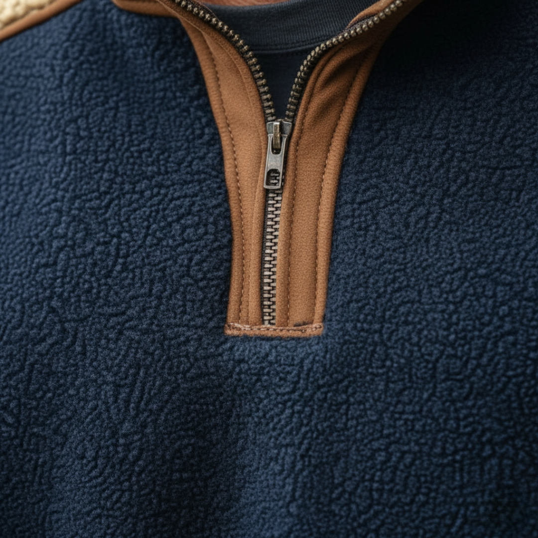 Pile Uomo Mezza Zip in Tessuto Misto