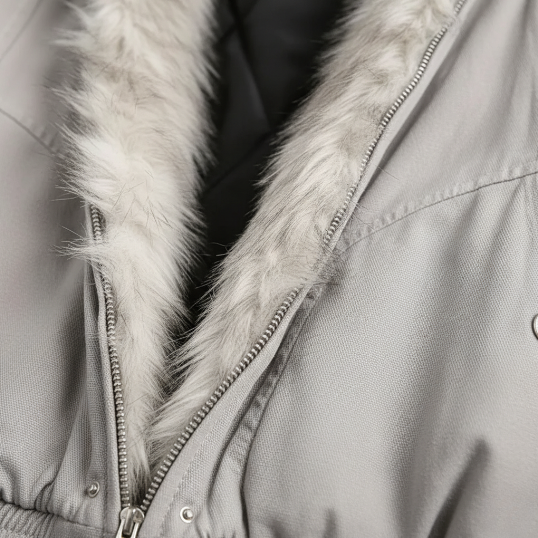 Giacca Bomber Donna con Cappuccio in Tessuto