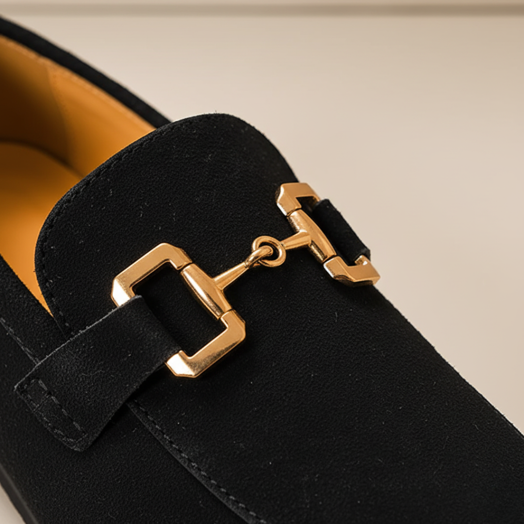 Scarpe Uomo Slip-On in Tessuto con Dettagli Dorati