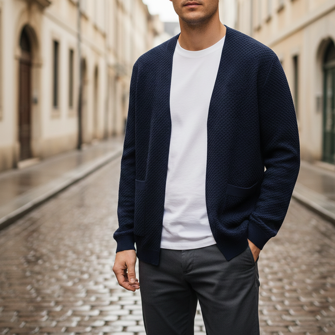Cardigan Uomo Scollo a V Multicolore Regular Fit