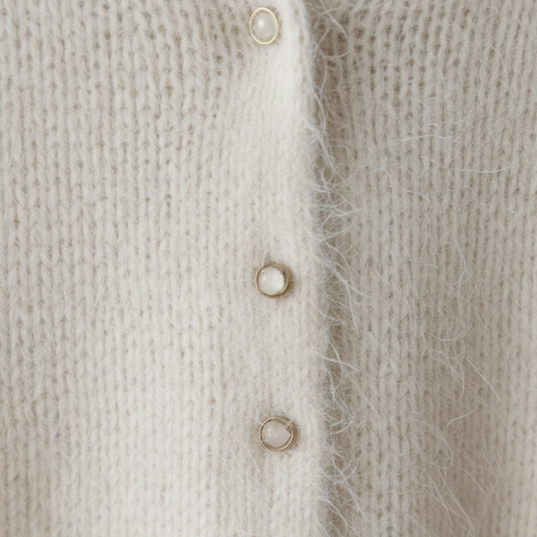 Abito Midi Donna con Scollo a V in Maglia Effetto Pelliccia